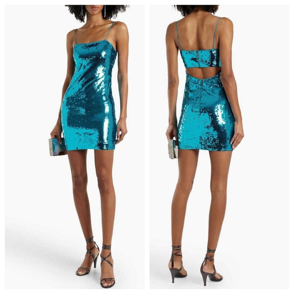 Alice + Olivia Nelle Cut-out Sequined Mini Dress